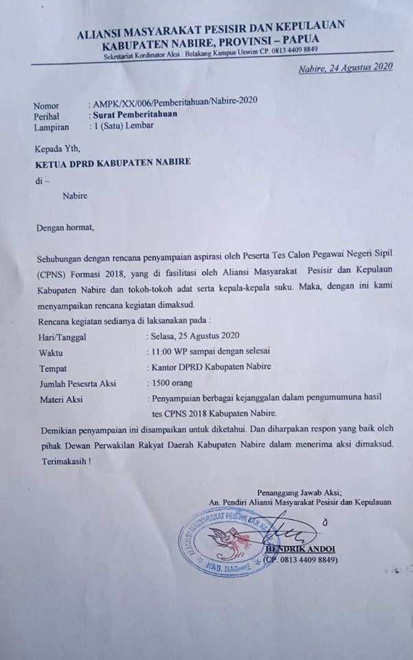 Besok Sebanyak 1500 Orang Akan Demo Hasil Cpns Nabire Kabar Daerah Papua