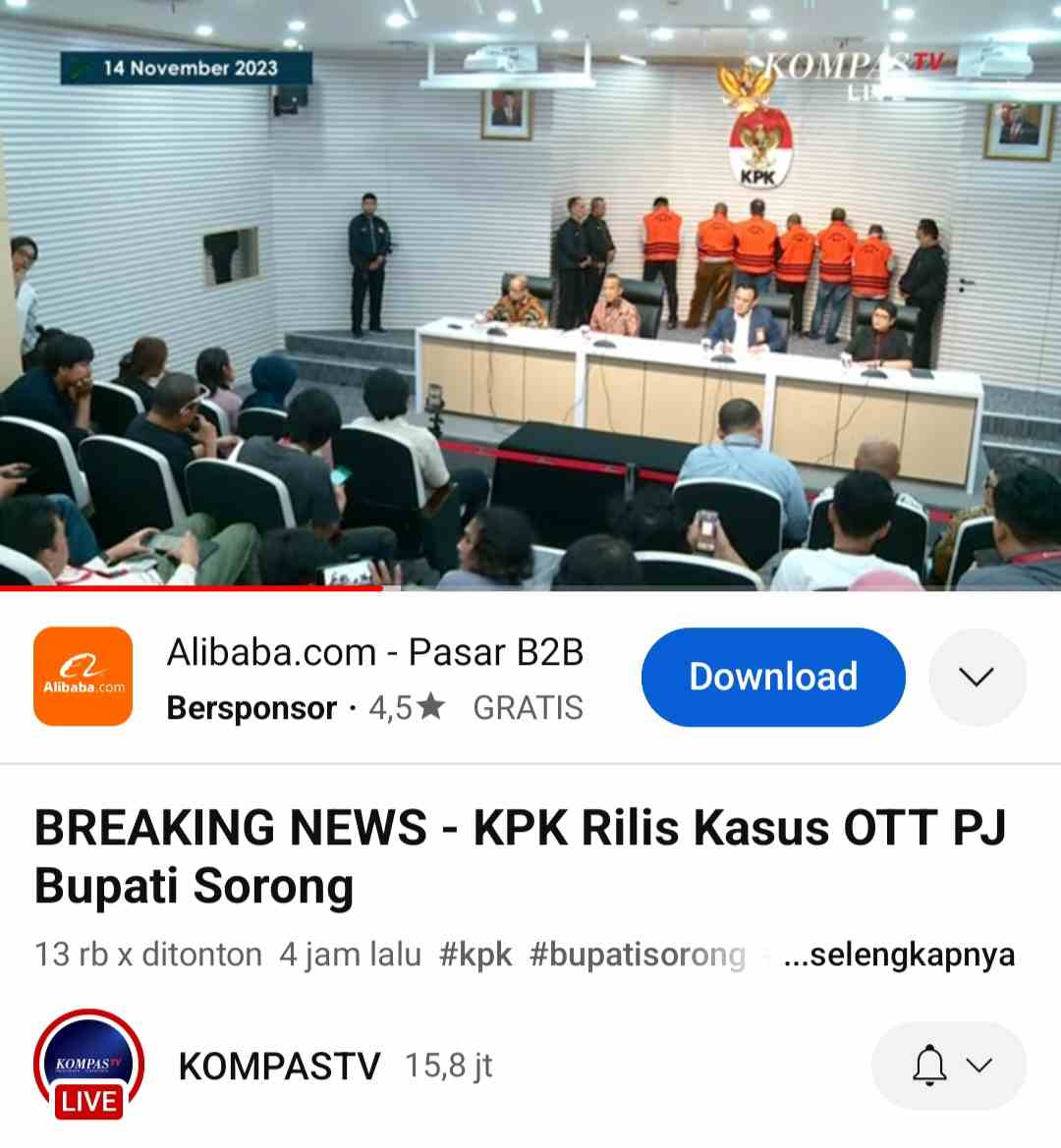 Lagi² Kasus OTT KPK; Pj. Bupati Sorong Suap Auditor BPK RI 1,8 Milyar ...